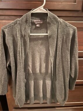 Covington Women's Charcoal Gray Open-Front Shawl Collar Cardigan